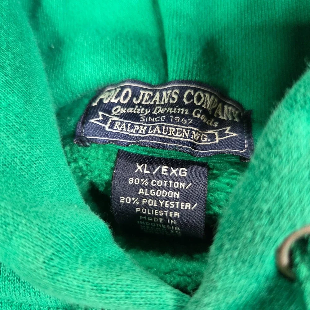 Vintage Y2k green Ralph Lauren Polo Jeans Company hoodie mens XL
